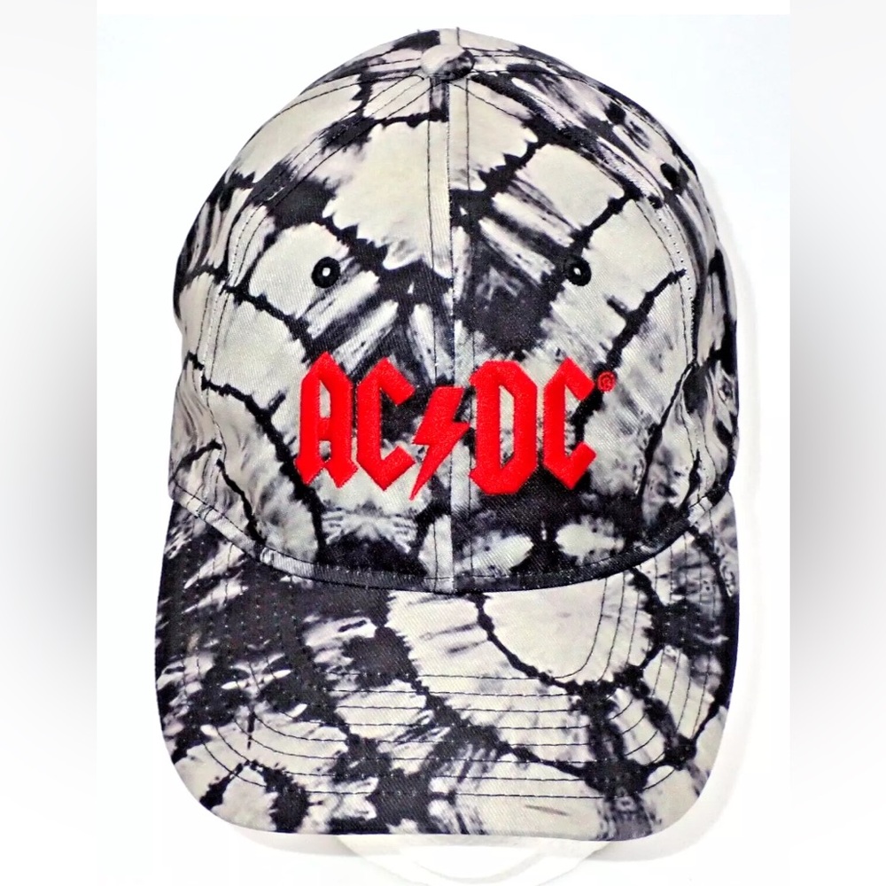 AC/DC Hat Cap Embroidered Adjustable Black Tie-Dye Authentic Official ACDC H3